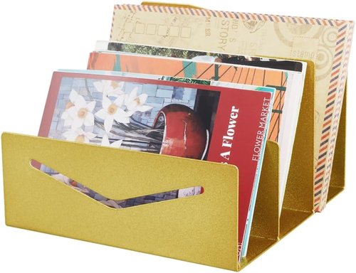 Picowe Metal Desk Mail Organizer - 3 Slot Letter Holder for Home Office | Elegant Gold Finish