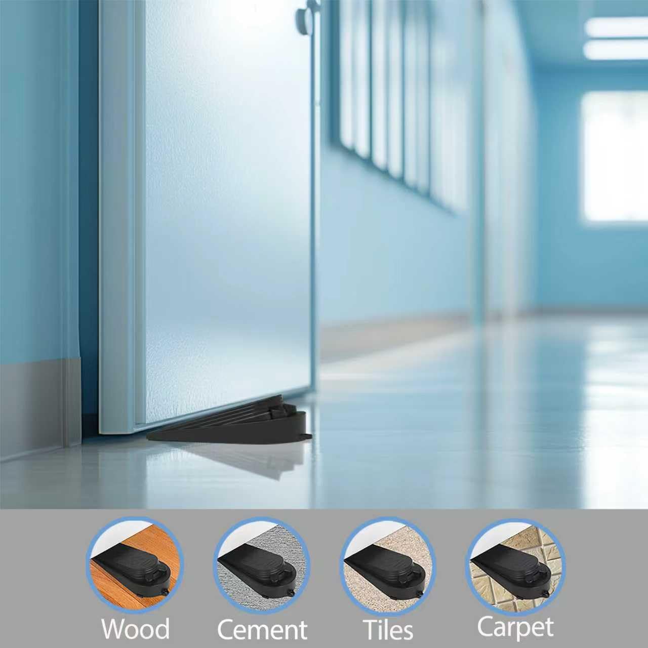 Newkiton Heavy Duty Door Stopper, Stainless Steel and Rubber, Spring-Loaded Adjustable Design, Non-Slip Metal Wedge for Home and Office (4)