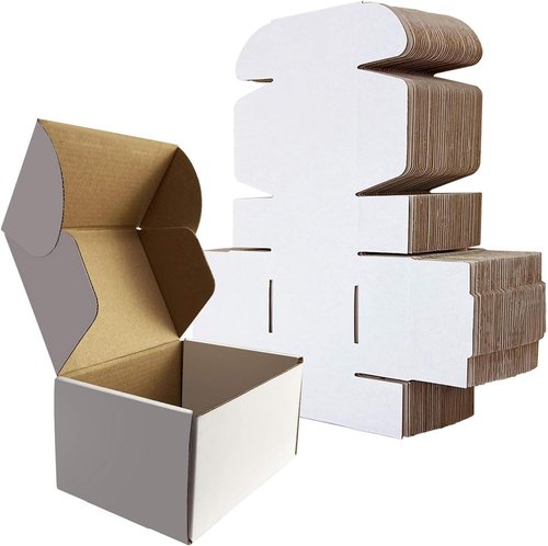 RLAVBL Shipping Boxes - 6x4x3 Inches White Corrugated Cardboard | Set of 25 Mailer Boxes for Small Business