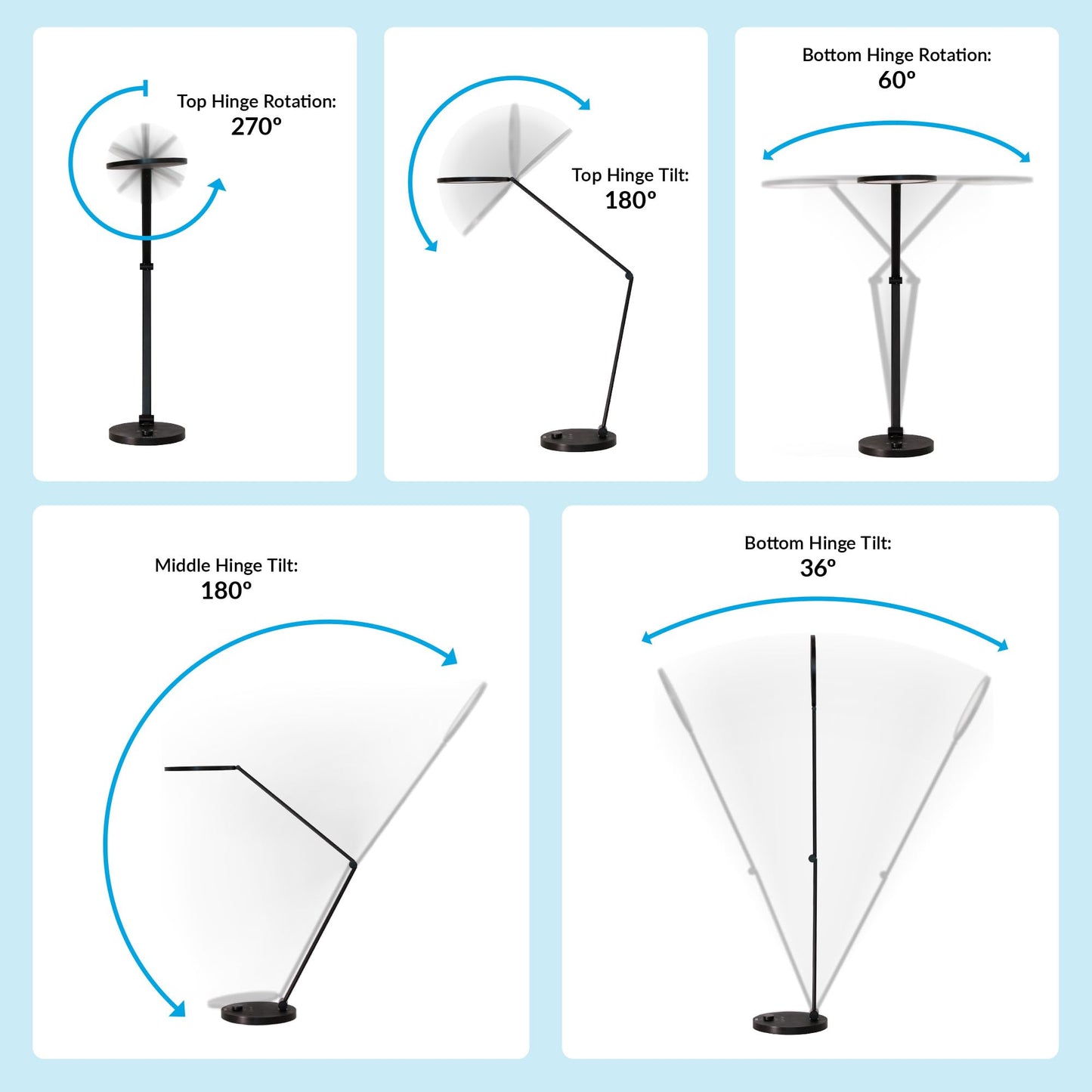 Vari LED Studio Lamp- Varidesk Modern Desk Lamp for Home Office- Flexible Positioning, Stable Base- Three Color Settings- Bright Task Lamp- Ideal for Study Area and Workspaces