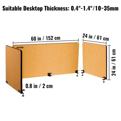 VEVOR Desk Divider 60'' Desk Privacy Panel, 3 Panels Privacy Acoustic Panel, Sound Absorbing Acoustic Privacy Panel, Reduce Noise and Visual Distractions, Lightweight Clamp-on Divider Yellow