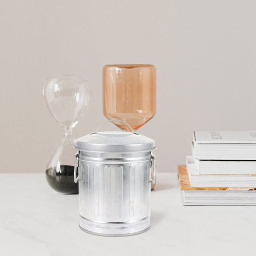 Cabilock Galvanized Trash Can Bucket with Lid Mini Desktop Wastebasket Rubbish Bin Garbage Waste Basket Vintage Farmhouse Metal Utility Pail Flower Pot Pen Pencil Holder