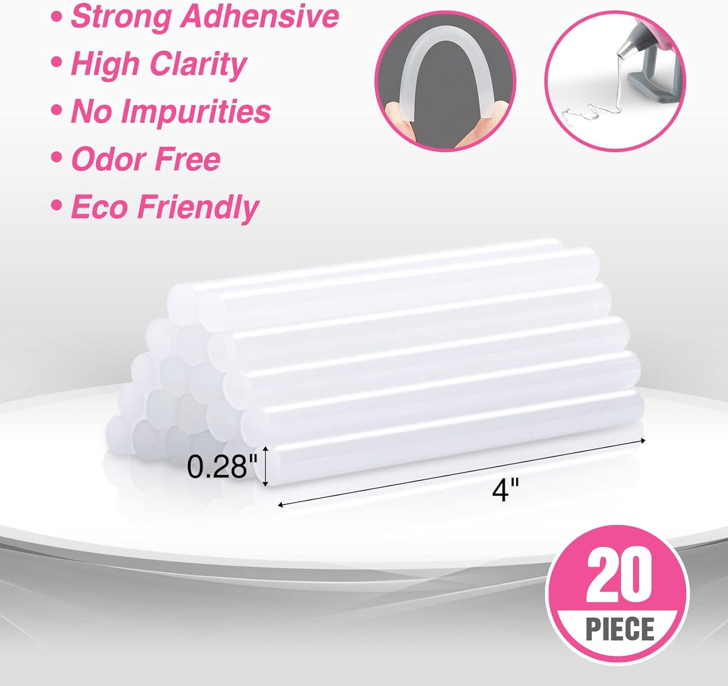 WORKPRO Mini Hot Glue Gun Kit - 20 Pcs Glue Sticks for Arts, Crafts, DIY Projects | Pink Ribbon