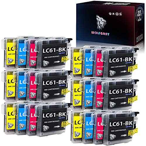 Wolfgray Compatible LC61 LC65 Ink Cartridges 24 Pack - Replacement for Brother LC-61 LC-65 LC61BK LC61C LC61M LC61Y for MFC-490CW MFC-495CW MFC-J615W MFC-J630W Printer (6BK+6C+6M+6Y)
