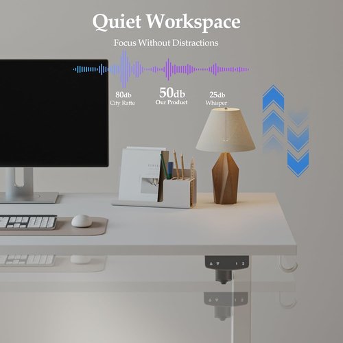 Klicelor Electric Standing Desk - 40 Inch Height Adjustable Sit-Stand Office Desk | White Finish