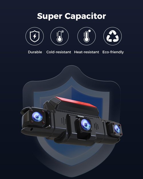 360 View 4 Channel Dash Cam Front and Rear Left Right Inside Camera for Cars, GPS and 5G Band WiFi, Night Vision, 160 Wide Angle, WDR, 24H Parking Mode, Supercapacitor, Included 128GB Card