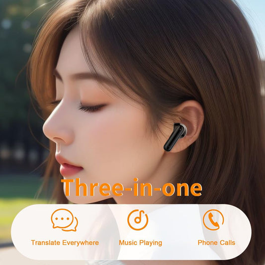 ENGFYADSY AI Language Translator Earbuds Real Time, Supports 144 Languages, Earphone 3-in-1 Accents，Headphones Language Earbud Translators Bluetooth & APP for Travel, Business, and Learning（Black）