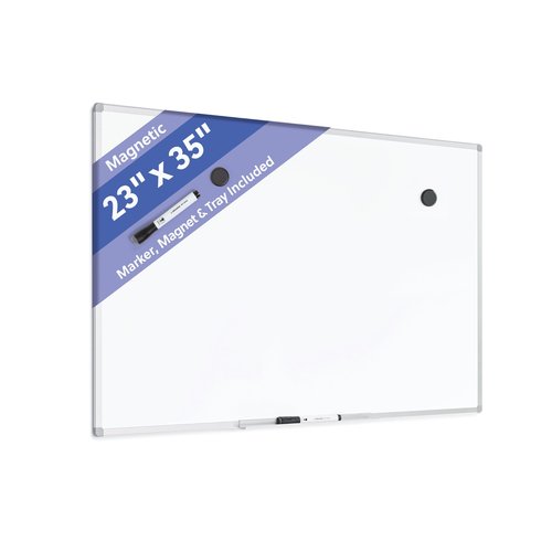 U Brands Magnetic Dry Erase Board White Board, 36" x 24", Slim Aluminum Frame, Includes Dry Erase Marker, Magnet, and Clip-On Tray