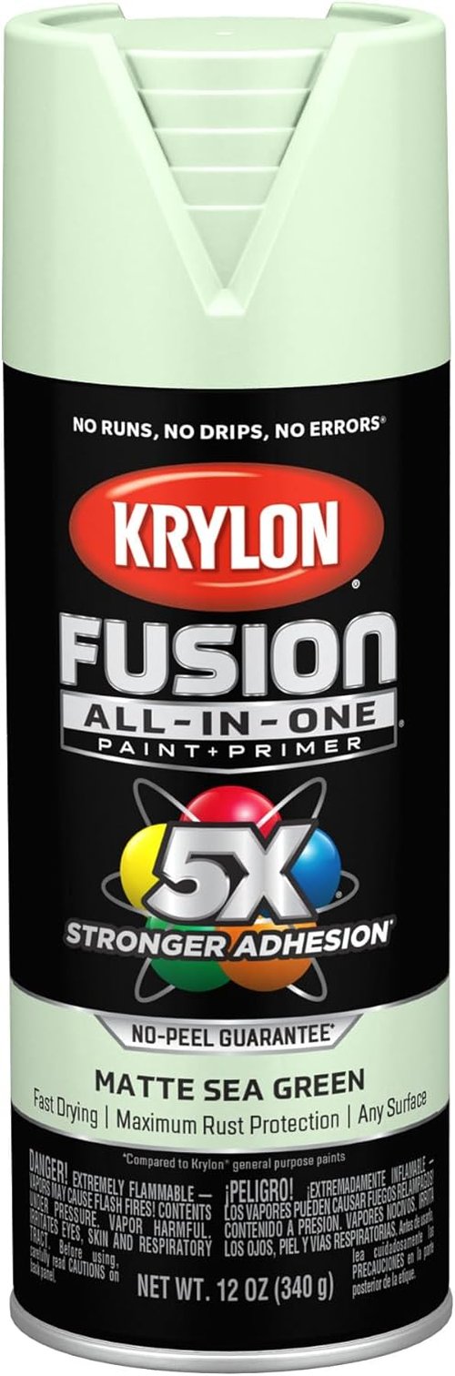 Krylon Fusion All-In-One Spray Paint - Versatile Indoor/Outdoor Adhesive - 12 oz, Sea Green