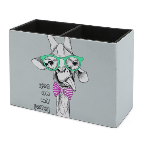 Pencil Holder for Desk, Funny Giraffe Pen Holder Storage Desktop Pen Organizer Desk Pencil Organizer Makeup Brush Holder for Office School College Leather