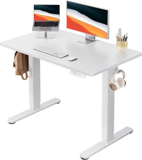 HUANUO Electric Standing Desk - Adjustable Height Computer Desk with 4 Memory Settings | 40" x 24", White