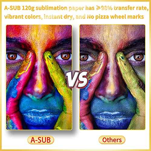 A-SUB Sublimation Paper 11x17 Inch 120GSM, 110 Sheets - Compatible with Inkjet Printers & Sublimation Inks, High Transfer Efficiency for T-Shirts, Mugs, Crafts