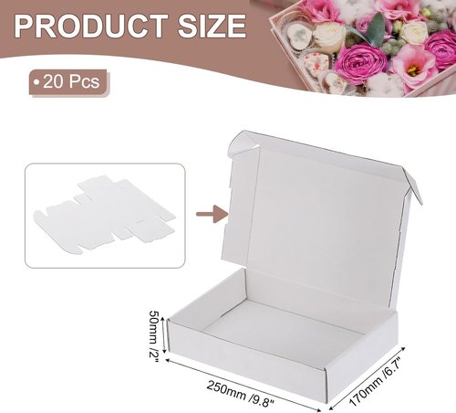 PATIKIL Small Shipping Boxes - 20 Pcs 10x7x2 Inch Corrugated Cardboard Gift Boxes for Packing & Mailing