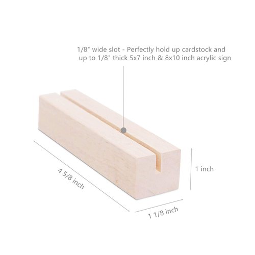 UNIQOOO 50 Pack Oak Wood Table Number Stands | 1/8” Thick Acrylic Sign Holders | Display Stands | Place Card Holder, Perfect for Retail Shop Wedding Dinner Party, Events Decoration, Retail Shop