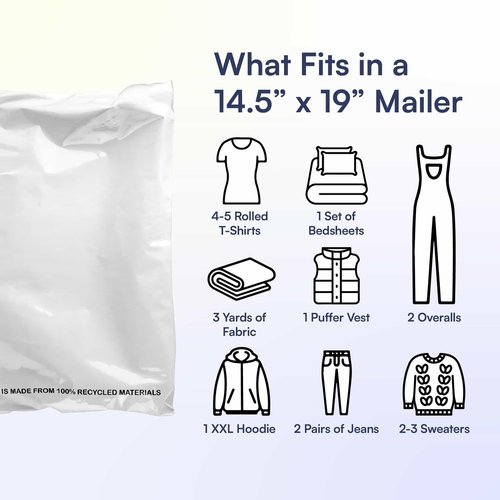 SMART 14.5x19 Recycled Poly Mailers - 200 Pack of White Eco-Friendly Packaging Mailing Bags | Recyclable & Sustainable, Cute & Stylish Small Business Supplies | 2.5 Mil Thick - 200 Pack