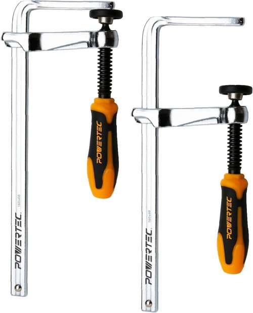 POWERTEC Quick Screw Guide Rail Clamps - 7” Capacity, 400lbs Clamping Force | Ideal for BOW XTENDER Fences & MFT Tables - 2PCs (71409)