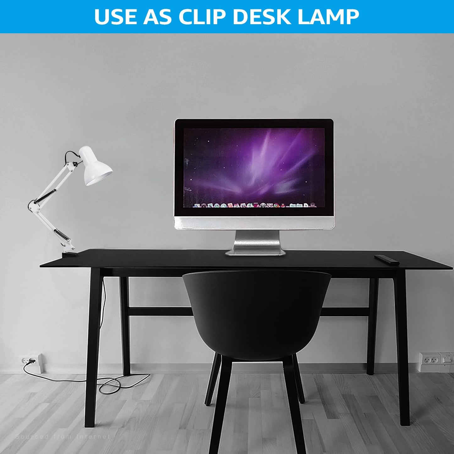 TORCHSTAR Metal Desk Lamp, Adjustable Swing Arm, E26, White