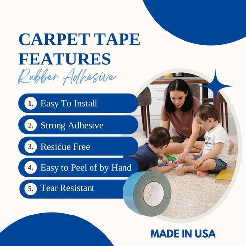 Klick Industrial Polyken 105C/NAT236 Multi-Purpose Double Coated Carpet Tape, 36 yd. Length x 3" Width, Natural
