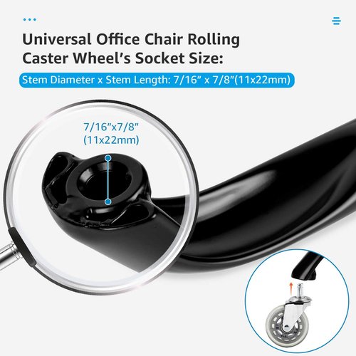MASTERY MART Office Chair Upgrade Set - 28'' Heavy Duty Base Replacement, Universal Caster, Gas Cylinder + 2'' Wheel Set for Hardwood & Carpet Floors - Enhanced Stability & Mobility - Matte Black