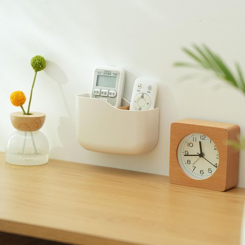 SUNFICON Wall Mount Remote Control Holders 3 Pack Adhesive Media Player Controller Holder Universal TV Remote Organizer Caddy Box Tray Hollow Bottom Phone Charging Home Office Desk Nightstand White