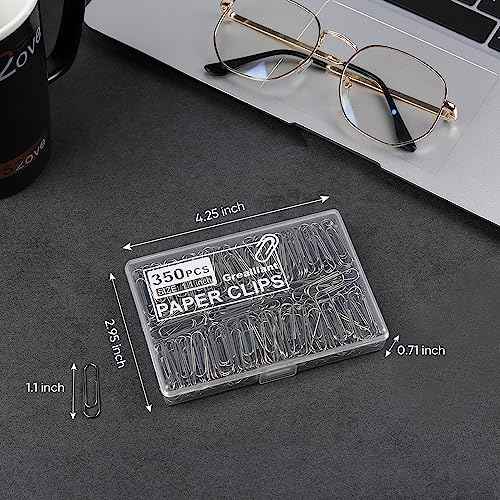 700 PCS Paper Clips, Small Paper Clips for Paperwork, 2 Boxes of 350 PCS Each, Sturdy and Upgraded Plastic Boxes Well Packed, Easy to Use in Office, School and Home