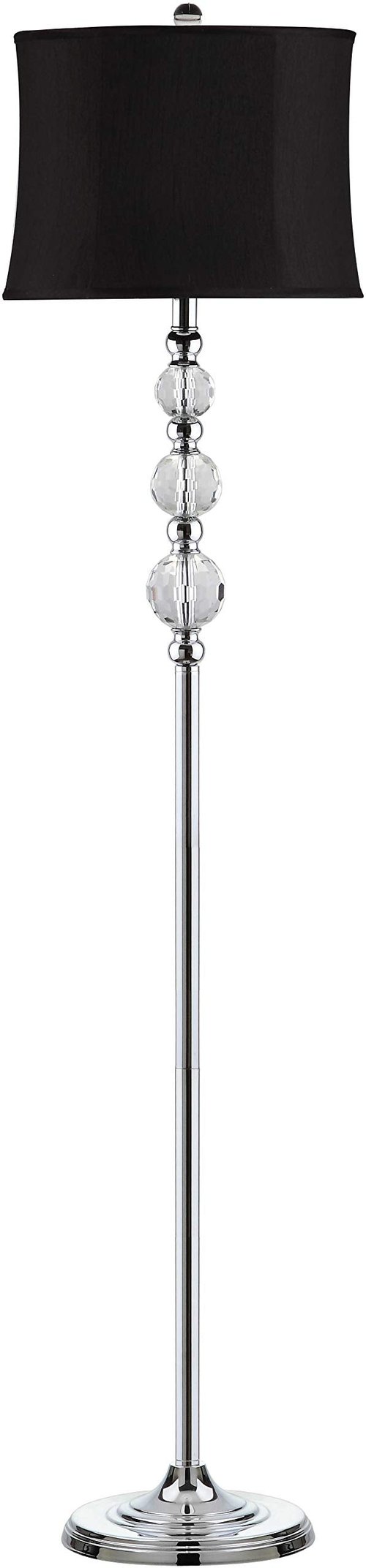 SAFAVIEH Lighting Collection Venezia Clear Crystal/ Black Shade 61-inch Living Room Bedroom Home Office Standing Floor Lamp (LED Bulb Included)