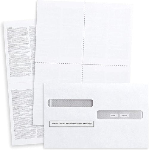 50 Pack W2 Envelopes - Double Window, Self-Seal Security Design for 4-Up W-2 Forms