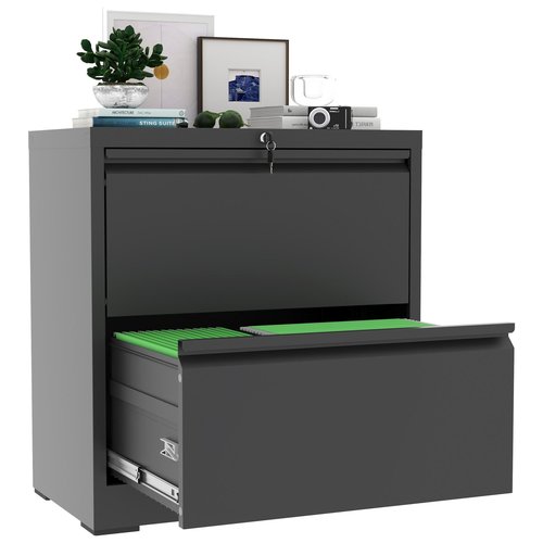 AQY 2 Drawer File Cabinet with Lock,Metal Black Lateral File Cabinets for Home Office,Steel Wide Filing Organization Storage Cabinets for Hanging Files Letter/Legal/F4/A4 Size(Black)