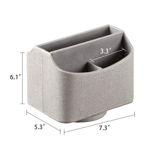 Arniche PU Leather Remote Control Holder,360 Degree Spinning Desk TV Remote Caddy,Desk Organizers and Accessories,for Controller,Media,Mail,Calculator,Mobile Phone,Pen Storage Holder(Beige)