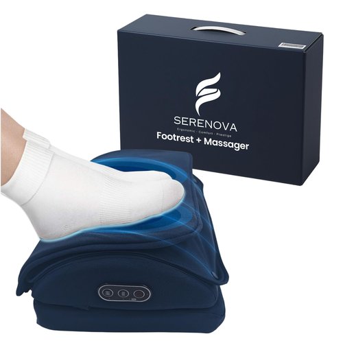 2-in-1 Shiatsu & Vibration Massager Footrest – Ergonomic Under Desk Footrest for Home or Office – Adjustable, Portable & Wireless