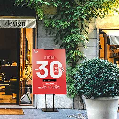 Display Stand Sign Holder,Heavy Duty Adjustable Pedestal Sign Stand Up to 75 inch,Double-Sided for Board & Foam Sign,Sign Stand with Base,Fit Wedding,Restaurant or Business(Poster not Included)