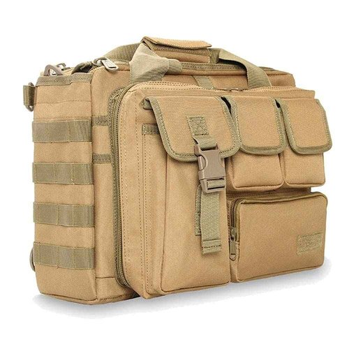 Tactical Briefcase, tactical computer bag 14.1" 15.6 In Men's Military Laptop Messenger Multifunction Briefcase for Men (Khaki-15.6 Inch)