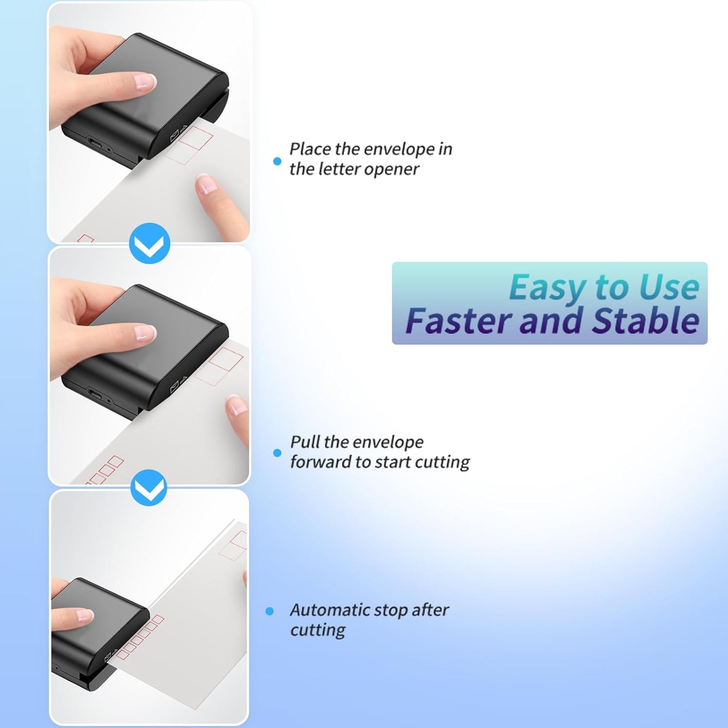 Skiennix Rechargeable Electric Letter Opener - Automatic Envelope Slitter for Effortless Mail Handling