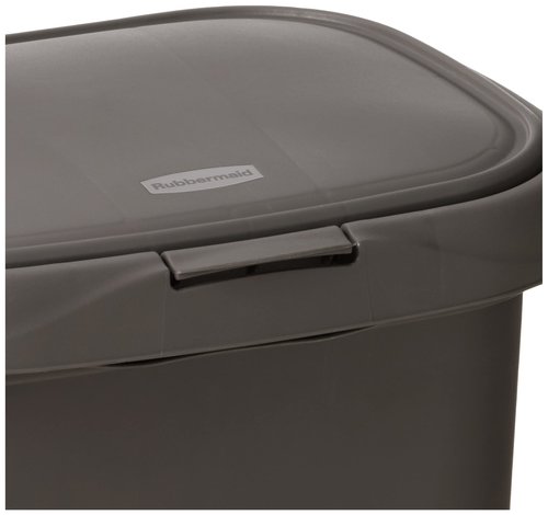 Rubbermaid Spring Top Trash Can with Lid 13 Gallon Gray Plastic Garbage Bin for Home/Kitchen/Office/Garage