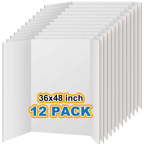 VinTS 12PCS Trifold Poster Board 36" x 48" White Trifold Display Boards,Large&Sturdy Foldable Poster Board for School Projects, Science Fair,Business Presentations,Exhibitions, Event Displays