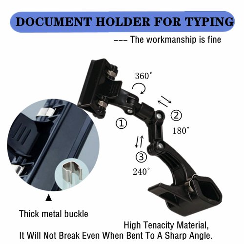 Documents Holder Foldable Adjustable Clip Copy Holder Paper Holder for Computer Monitor Canvas Typing,Artist Office Painting Supplies Accessory,Pack of 4 Flexible(Black)