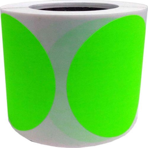Fluorescent Green Color Coding Labels – 4 Inch Round Circle Dots, 500 Total Adhesive Stickers on a Roll for Inventory, Organization, Warehouse, and Retail – Made in The USA