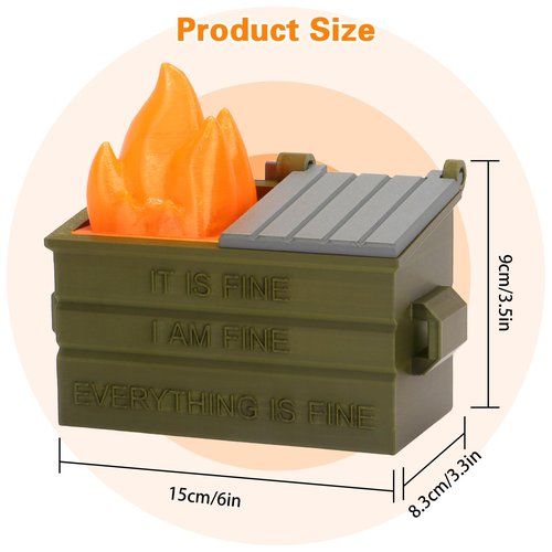 Dalycro Dumpster Fire Pencil Holder Fun Desk Accessories with Removable Flame Light Touch Dimming Mode & USB Charging Port Perfect Pen Holder for Desk, Funny Gift for Coworkers