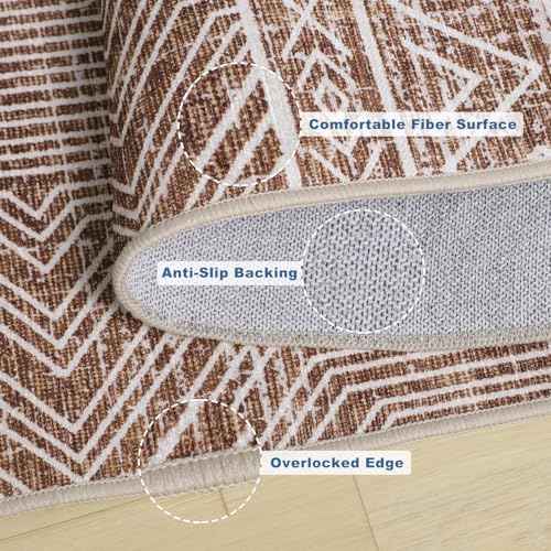 Office Chair Mat for Hardwood & Tile Floor, 60" x 75" Large Chair Mat for Rolling Chairs, Anti-Slip Under Desk Rug Floor Protector for Home Office, Washable Area Rug for Living Room, Brown