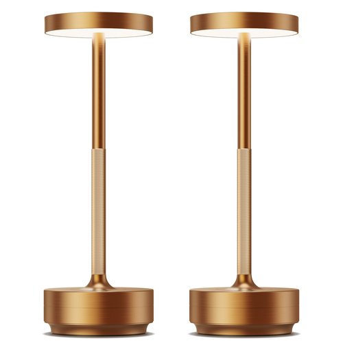 SAKRINGT 2 Pack Rechargeable Cordless Table Lamp - Battery Operated LED Portable Table Light with 3 Color Stepless Dimming, Memory Function - IP54 Waterproof for Outdoor, Restaurant, Patio, Camping