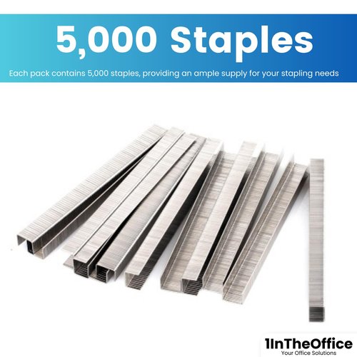 1InTheOffice Standard Staples, Staples for Stapler, Replacement Staples, 1/4" Leg Length, 5,000 Staples/Pack, 5 Pack