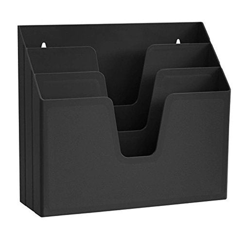 Acrimet Horizontal Triple File Folder Holder Organizer (Black Color)