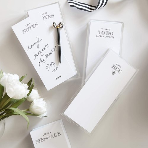 Santa Barbara Design Rectangular Acrylic Notepaper Holder with 125 Sheets Heavyweight Paper, 10" x 4.5", After Coffee