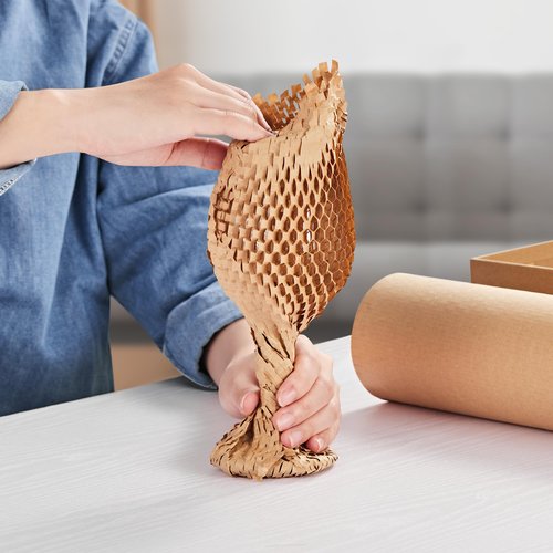 JARLINK Honeycomb Packing Paper, 15"x 213' Bubble Packing Wrap for Packing/Shipping/Moving, Eco-Friendly Bubble Packing Paper Wrapping Roll, Recyclable Moving Supplies With 20 Fragile Sticker Labels