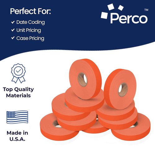 Perco Fluorescent Red Pricing Labels for Monarch 1115 Price Gun, 4 Sleeves - 60,000 Pricemarking Labels