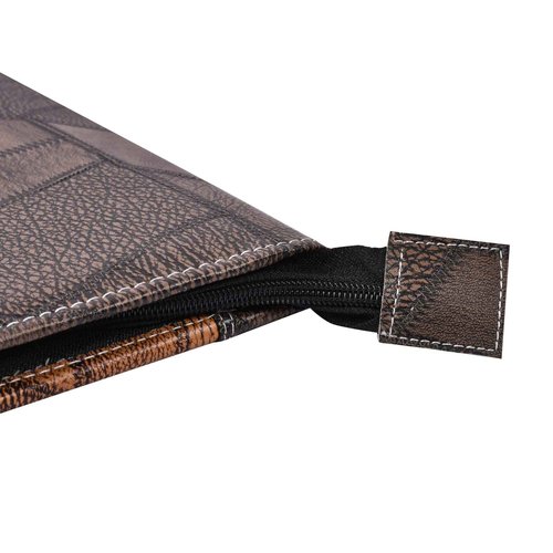 AmazingHind Premium Faux Leather File Folder with 20 Clear Sleeves - B4 Size, Grey Brown - Organize and Protect Documents/Certificates, Ideal for Filing Products