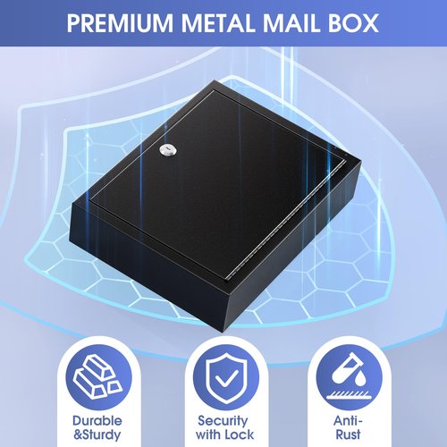 MaxGear Metal Suggestion Box with Lock and Slot, 3W x 10H x 13L Inch Wall Mounted Locking Mailbox for Office, Ballot Box with 2 Keys for Payments, Ideal for Office or House, Black