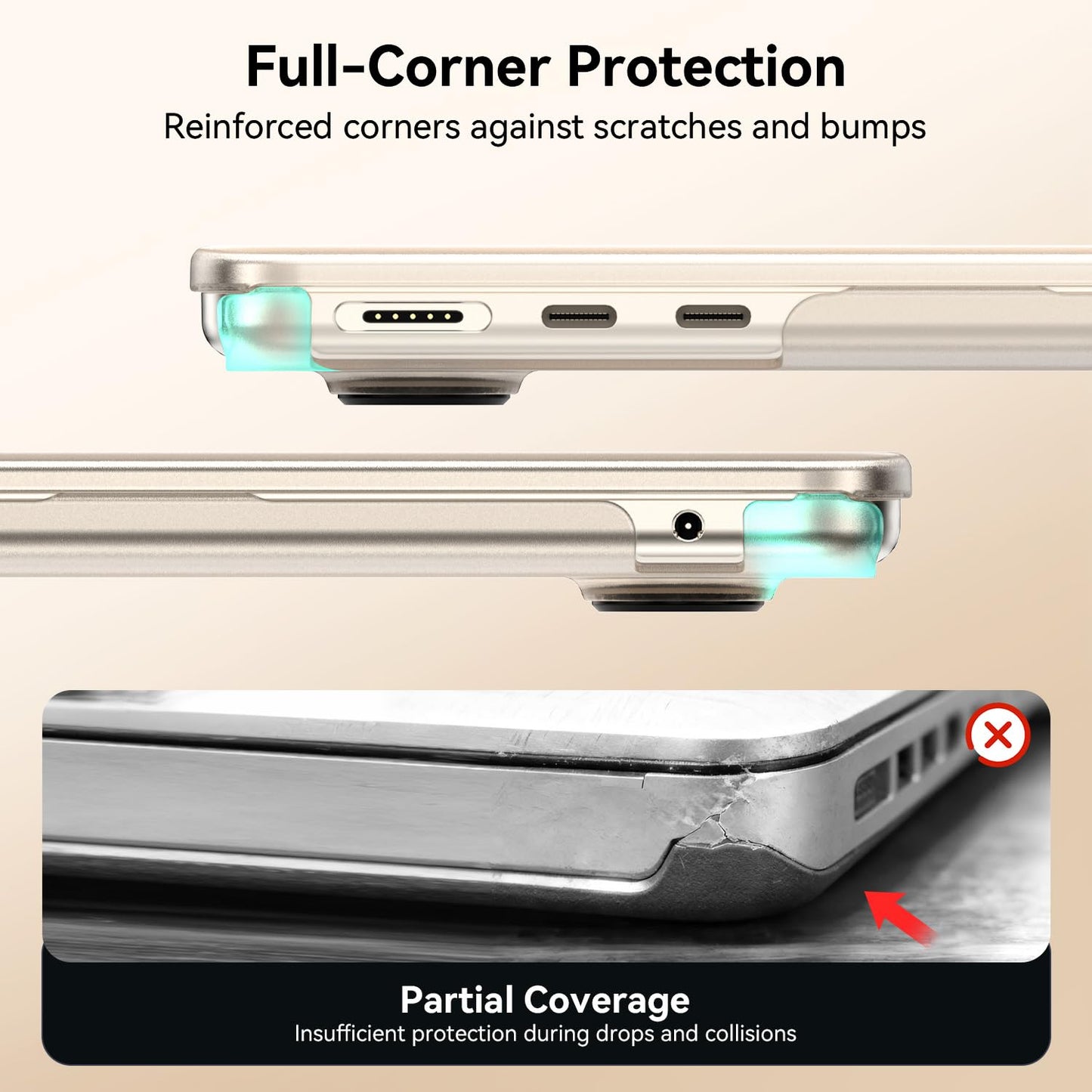 EooCoo Compatible with MacBook Air 13 inch Case M5 2026-2022 M4 M3 M2 A3449 A3240 A3113 A2681, Upgrade Matte, Scratch Resistant, Sturdy Protective Hard Shell for Mac Air 13.6 inch Case, Starlight