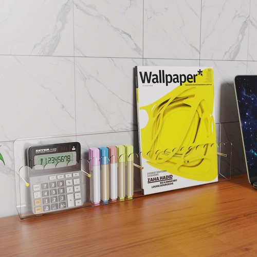 Laumffon Brochure Holder Wall Mount, 2 Pack Acrylic Modular Flyer with Adjustable Magnetic Golden Bolt, Wavy Lace Pamphlet Display Stand for Organizer Trifold Flyer, Document, Leaflet, 4 Slots