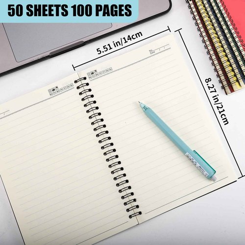 Dyrfolm 36 Pack Spiral Notebook Bulk,A5 Lined Notebooks,8.3 x 5.5 Inch Kraft Cover Notebook,College Ruled Journals Notebooks,Travel Writing Notebooks for Office Supplies,50 Sheets/100 Pages(9 Color)